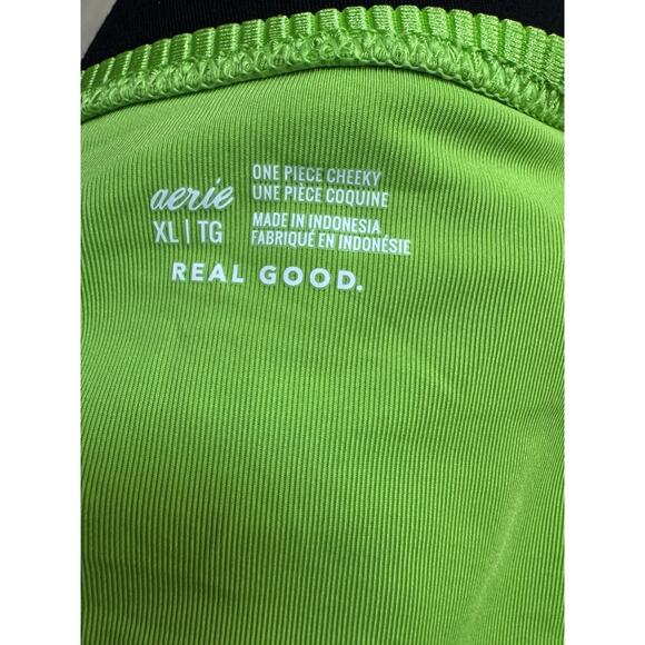 Aerie Women's Shine Rib Voop Cheeky One Piece Cut Out Swimsuit XL Lime Green - Picture 5 of 6